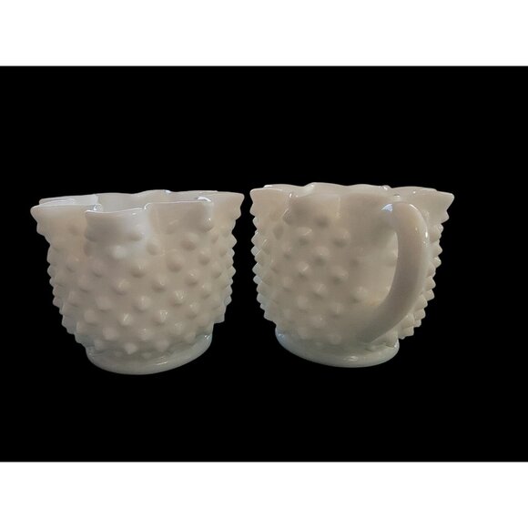 Vintage Fenton Hobnail Milk Glass Creamer & Sugar Set - Picture 6 of 10